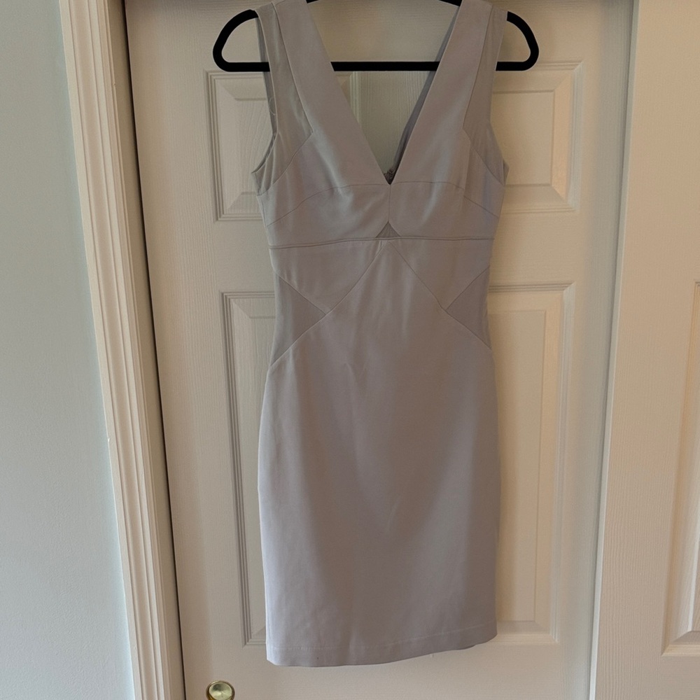 Reiss Light Gray V-Neck Mini Dress